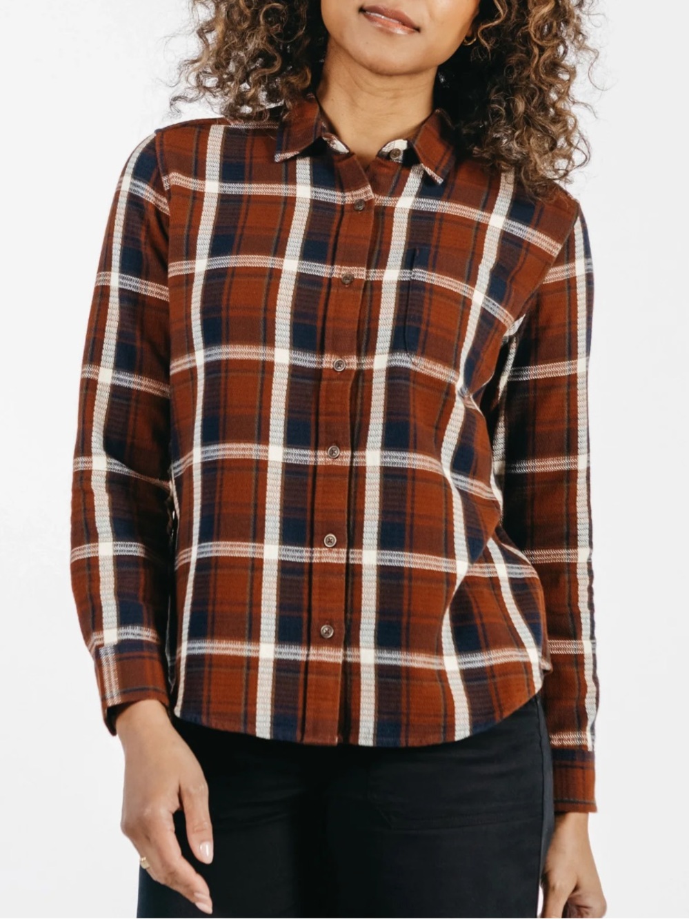 Bridge & Burn Women's Ash Slim Shirt Organic Cotton Echo Ridge Plaid Button Down